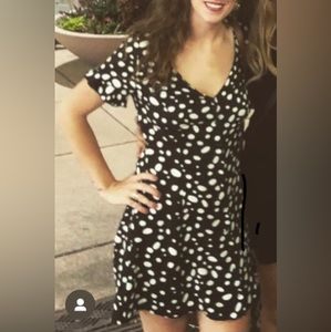 Polka Dot Mini Dress with Front Buttons